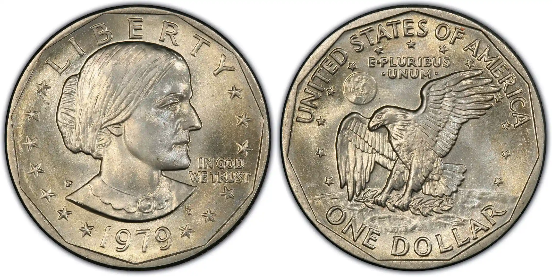 Obverse and reverse of the 1979-P Susan B. Anthony Dollar
