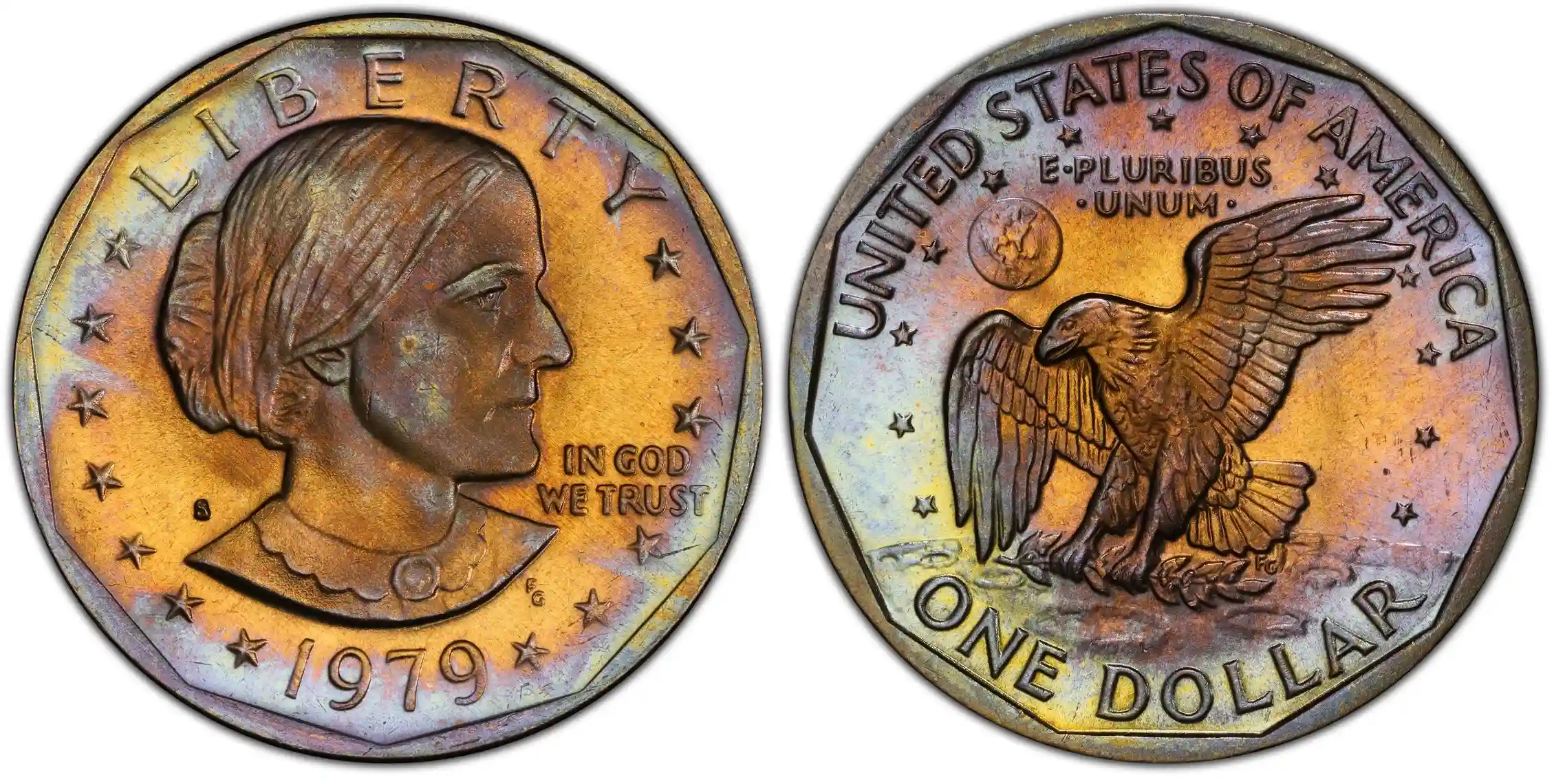 Obverse and reverse of the 1979-S Susan B. Anthony Dollar