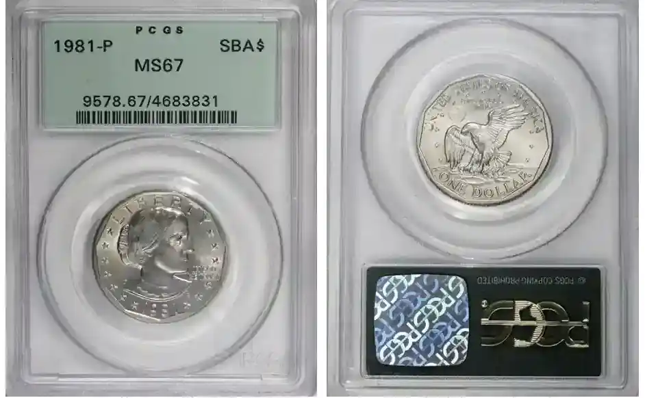 Obverse and reverse of the 1979-P Susan B. Anthony Dollar